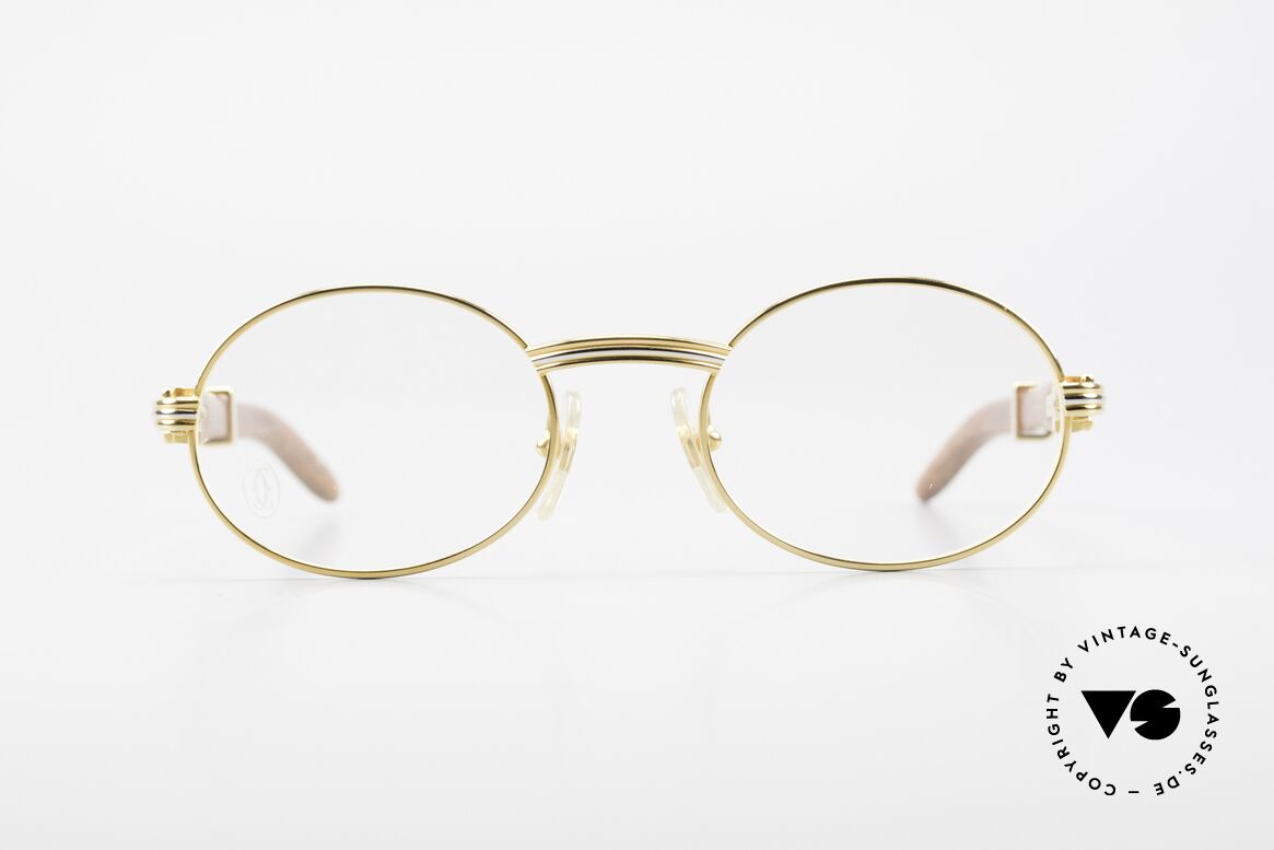 Cartier Giverny Ovale Holzbrille Vergoldet, außergewöhnliche CARTIER vintage Luxus-Brille, Passend für Herren und Damen