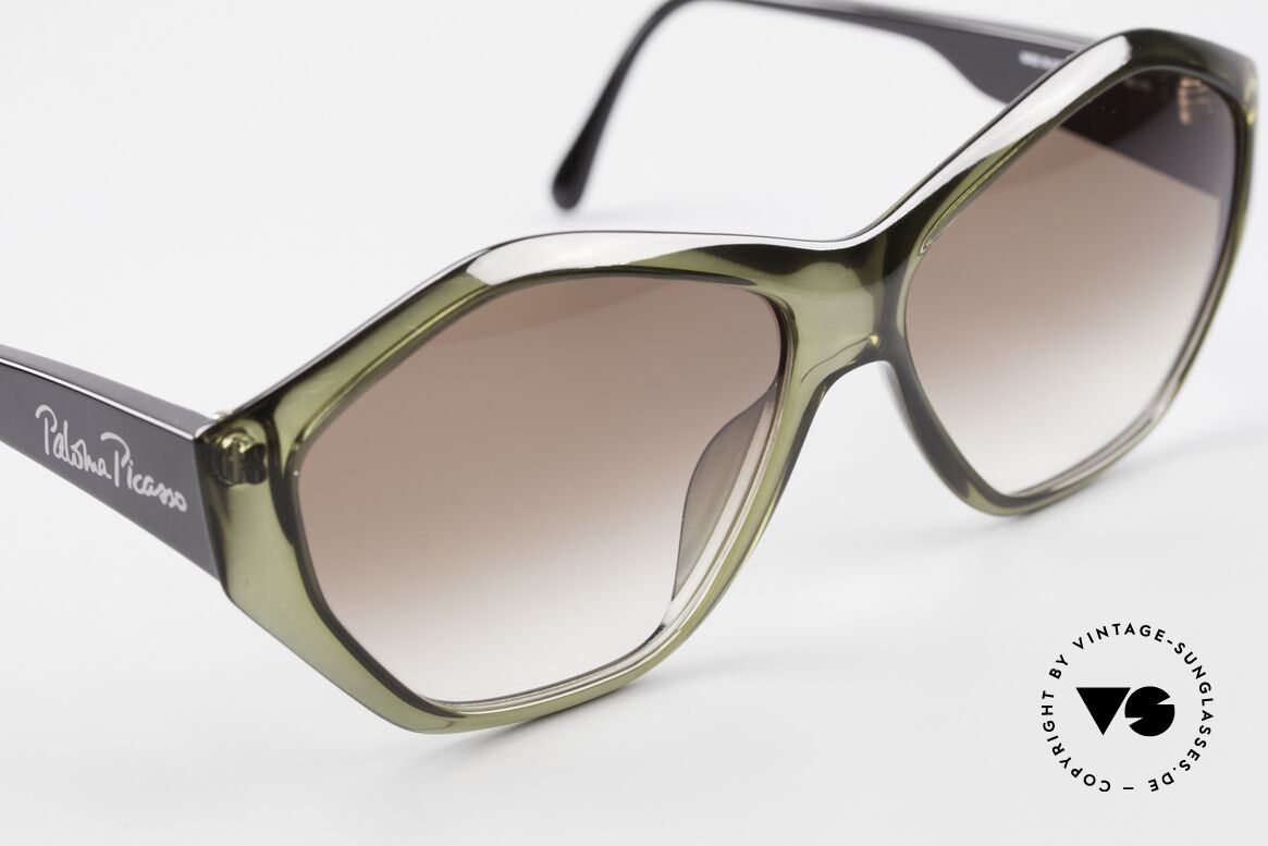 Paloma Picasso 1463 90er Optyl Damen Sonnenbrille, das Etui kann auch als Geldbörse benutzt werden, Passend für Damen