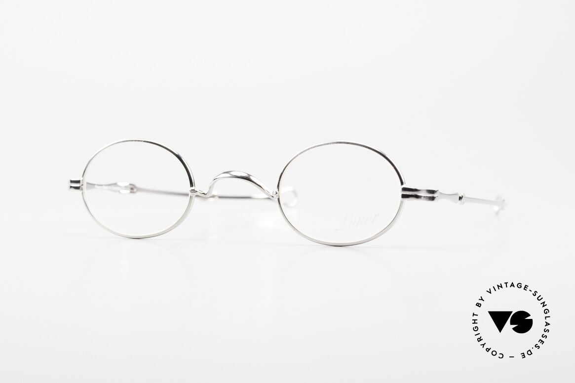 Lunor I 04 Telescopic Ovale XS Brille Platin Plated, sehr kleine ovale LUNOR Brille mit Schiebebügeln, Passend für Herren und Damen