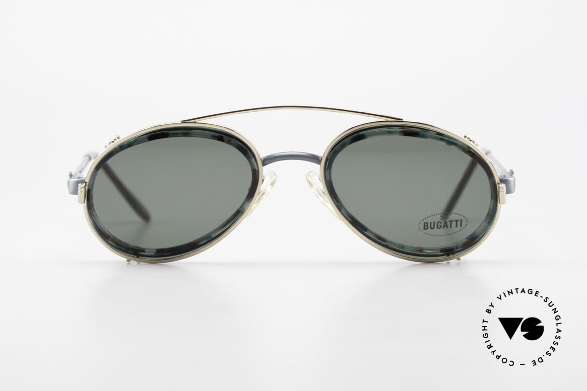 Bugatti 05728T 90er Herrenbrille Sonnen Clip, außergewöhnliche Bugatti vintage Designer-Fassung, Passend für Herren