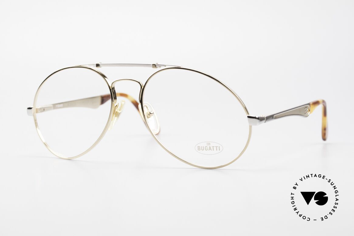 Bugatti 11948 Vergoldete Luxusbrille XL 80er, 80er vintage Herren-Brillenfassung in Gr. 58/20, Passend für Herren