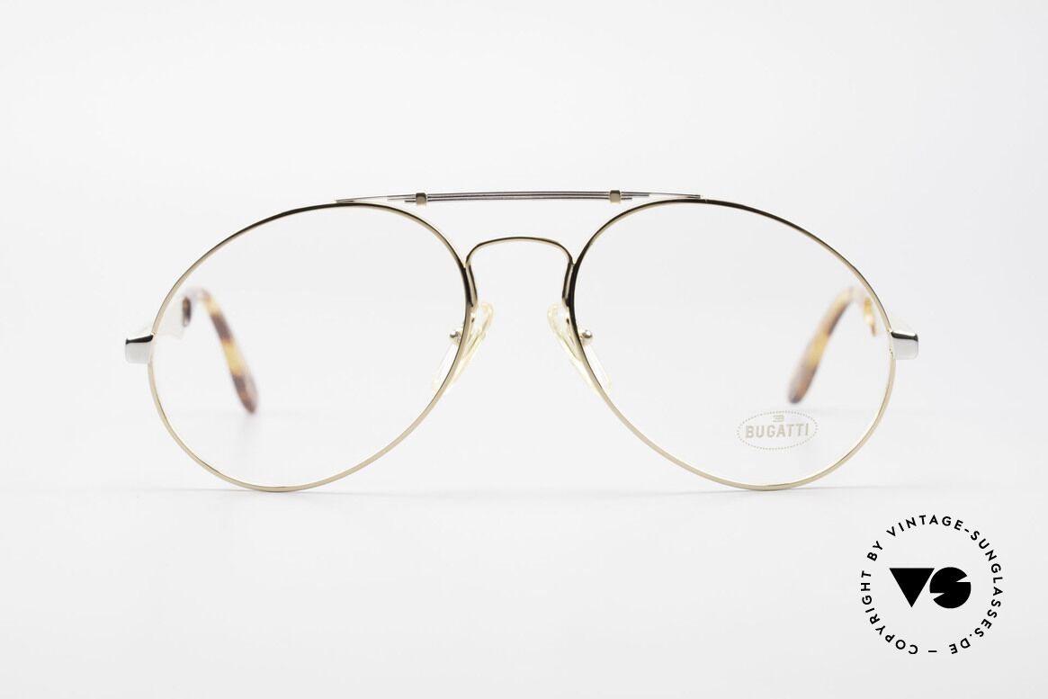 Bugatti 11948 Vergoldete Luxusbrille XL 80er, 80er vintage Herren-Brillenfassung in Gr. 58/20, Passend für Herren