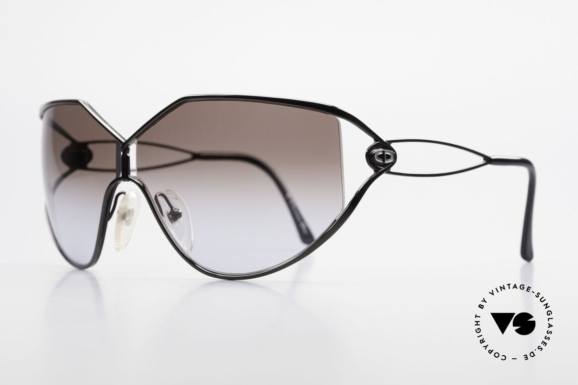 Christian Dior 2345 Damen Designersonnenbrille, die Front ist chrome-schwarz lackiert (très chic), Passend für Damen