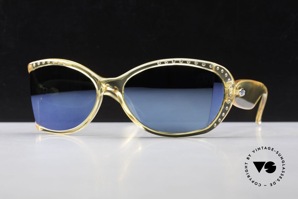 Christian Dior 2439 Strass Sonnenbrille Kristall, tolle Designerbrille mit blau-verspiegelten Gläsern!, Passend für Damen