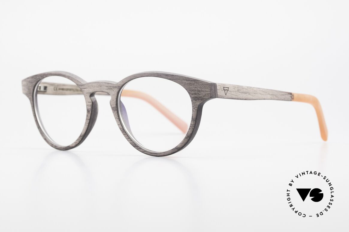 Kerbholz Friedrich Holzbrille Panto Blackwood, die Grundfarbe variiert von schwarz zu braun-schwarz, Passend für Herren und Damen