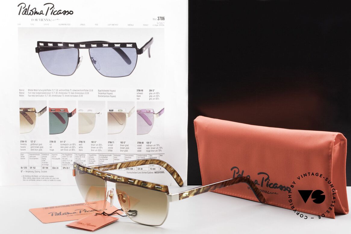 Paloma Picasso 3706 Damen Sonnenbrille Strass 90s, Größe: medium, Passend für Damen