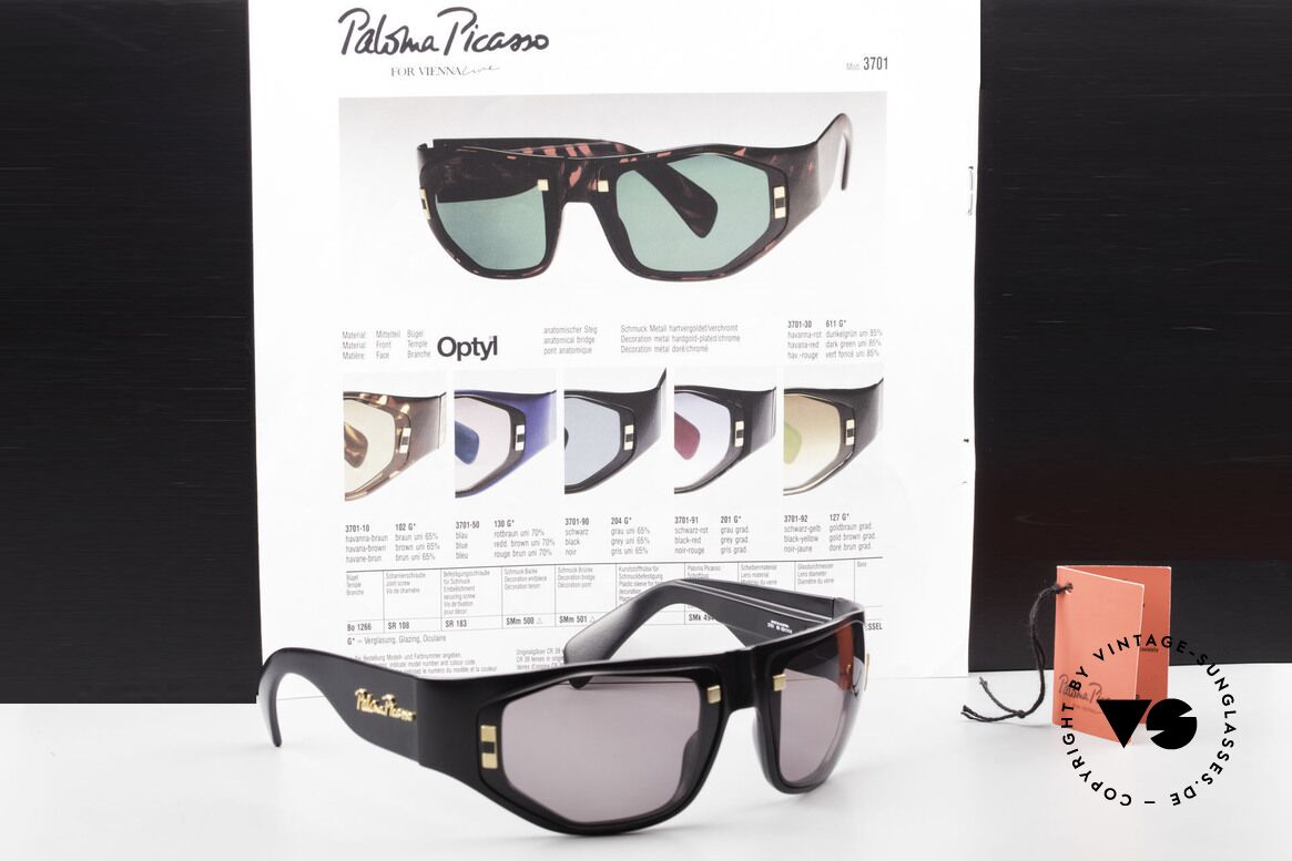 Paloma Picasso 3701 90er Damen Wrap Sonnenbrille, Größe: medium, Passend für Damen