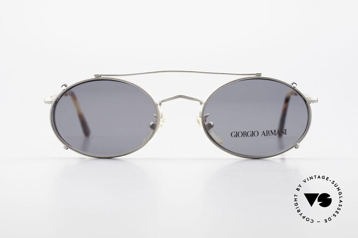Giorgio Armani 131 80er Fassung Mit Sonnenclip, ovale GIORGIO ARMANI vintage Designer-Sonnenbrille, Passend für Herren und Damen