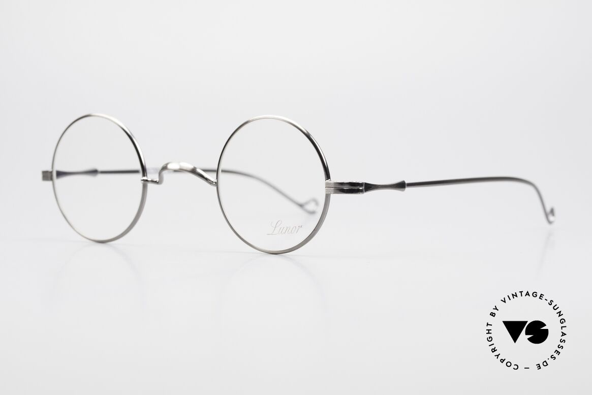 Lunor II 12 Kleine Runde Luxus Brille, die klassischste aller Brillenformen in ANTIK-SILBER, Passend für Herren und Damen