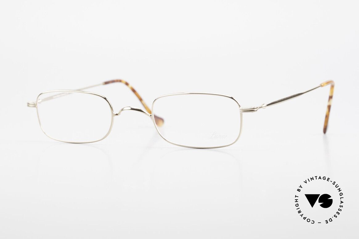 Lunor XV 321 Eckige Titanbrille Vergoldet, ganz feine Lunor Brille aus Titan (9 Gramm leicht), Passend für Herren und Damen