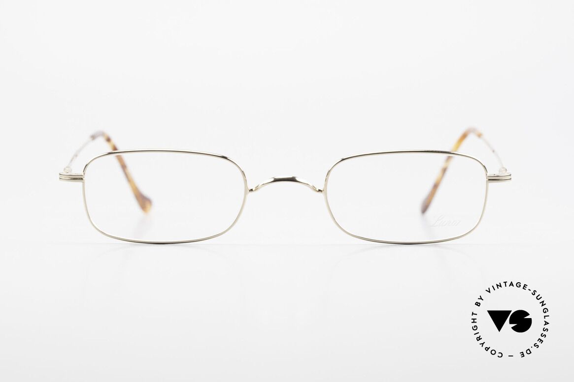 Lunor XV 321 Eckige Titanbrille Vergoldet, ganz feine Lunor Brille aus Titan (9 Gramm leicht), Passend für Herren und Damen