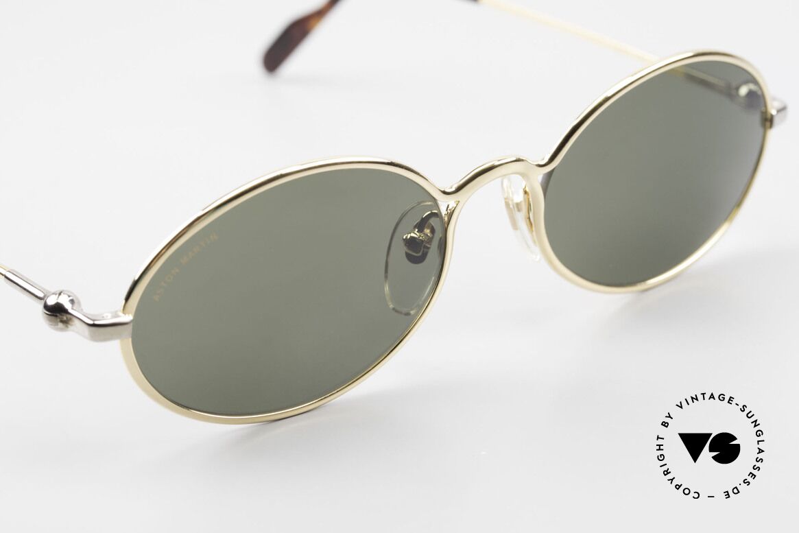 Aston Martin AM13 Ovale Sonnenbrille James Bond, entspiegelte Mineralgläser mit Aston Martin Schriftzug, Passend für Herren
