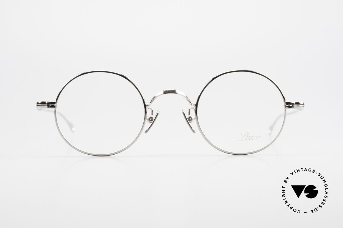 Lunor V 110 Vintage Brille Rund Platinum, LUNOR = ehrliches Handwerk mit Liebe zum Detail, Passend für Herren und Damen