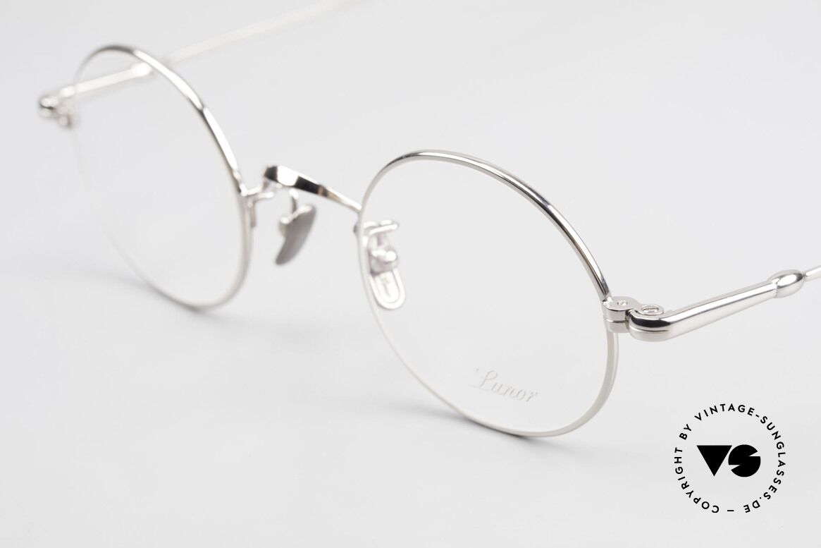 Lunor V 110 Vintage Brille Rund Platinum, Modell V110, Größe 43/24, zeitlose Unisex-Brille!, Passend für Herren und Damen