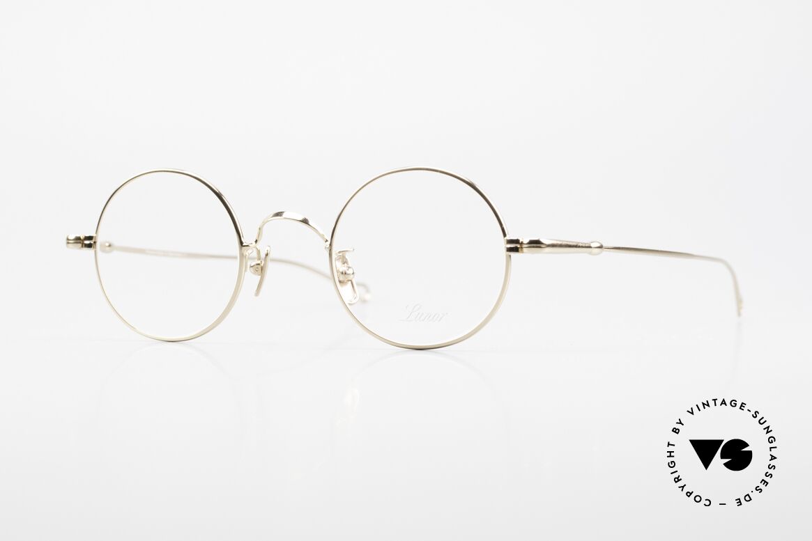 Lunor V 110 Lunor Brille Rund Vergoldet, runde Lunor Metallbrille mit Pads aus reinem Titan, Passend für Herren und Damen