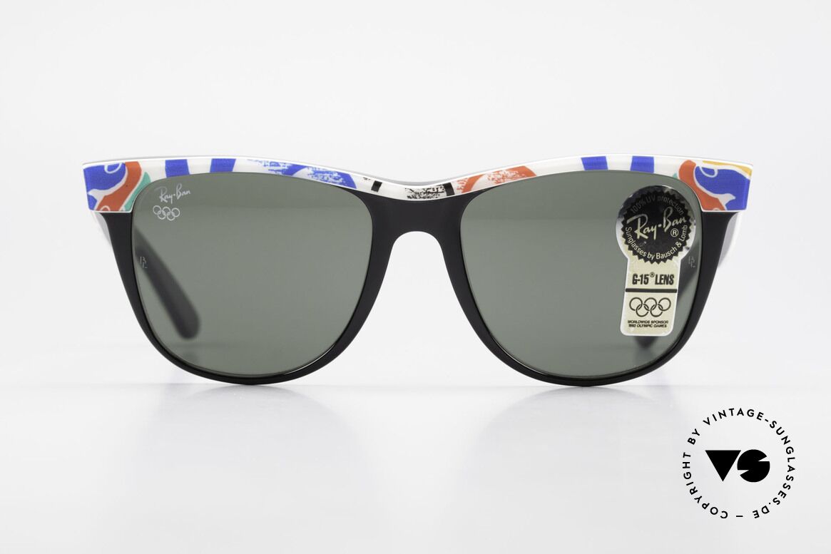 Ray Ban Wayfarer II Olympia Brille 1992 Barcelona, limitierte Ray-Ban USA vintage Wayfarer Sonnenbrille, Passend für Herren und Damen