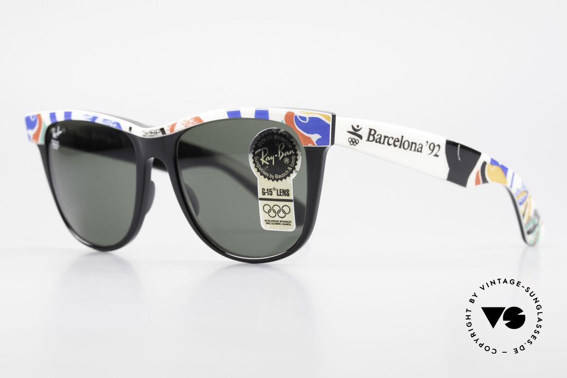 Ray Ban Wayfarer II Olympia Brille 1992 Barcelona, sehr seltene Sport Olympia Edition "Barcelona 1992", Passend für Herren und Damen