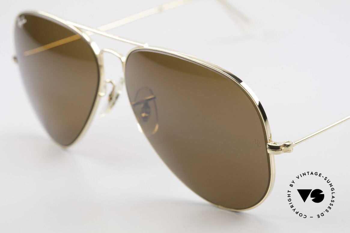 Ray Ban Large Metal II Alte B&L USA Sonnenbrille, goldene Fassung mit B&L Gläsern in B-15 braun, Passend für Herren Ray Ban Large Metal II Alte B&L USA Sonnenbrille, goldene Fassung mit B&L Gläsern in B-15 braun, Passend für Herren