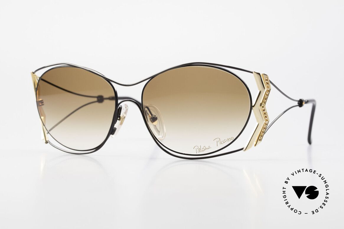 Paloma Picasso 3707 Strass Damensonnenbrille 90er, Picasso vintage Sonnenbrille mit Strass in TOPAZ, Passend für Damen