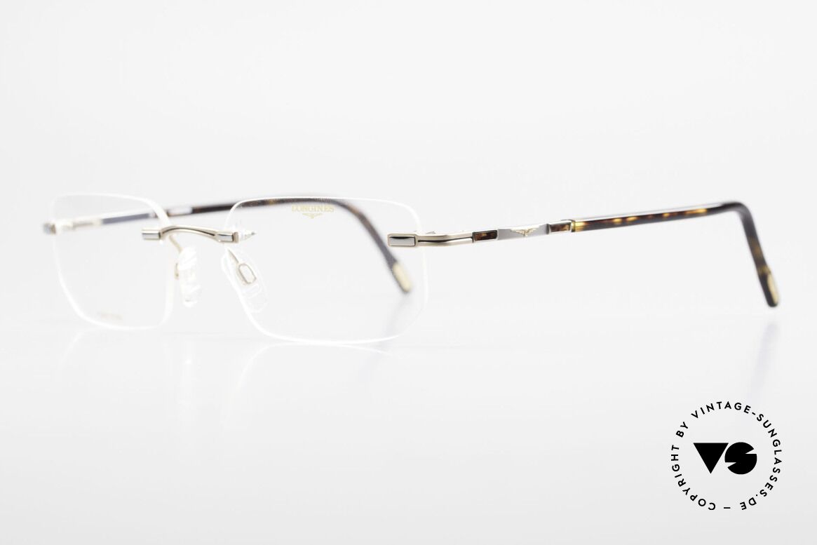 Longines 4238 90er Randlosbrille Pure Titan, ein zeitloses altes Original in titan/gold und schildpatt, Passend für Herren