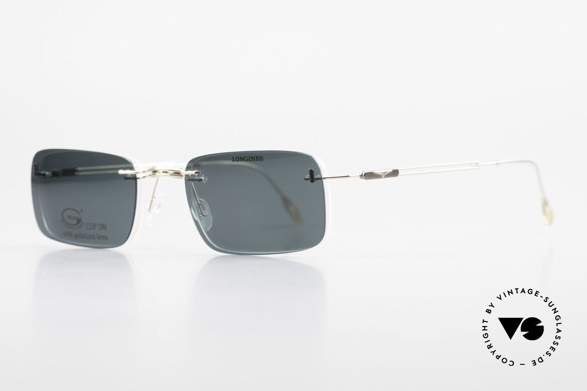 Longines 4367 Polarisierende Brille Randlos, die geflügelte Sanduhr als Longines-Logo auf den Bügeln, Passend für Herren