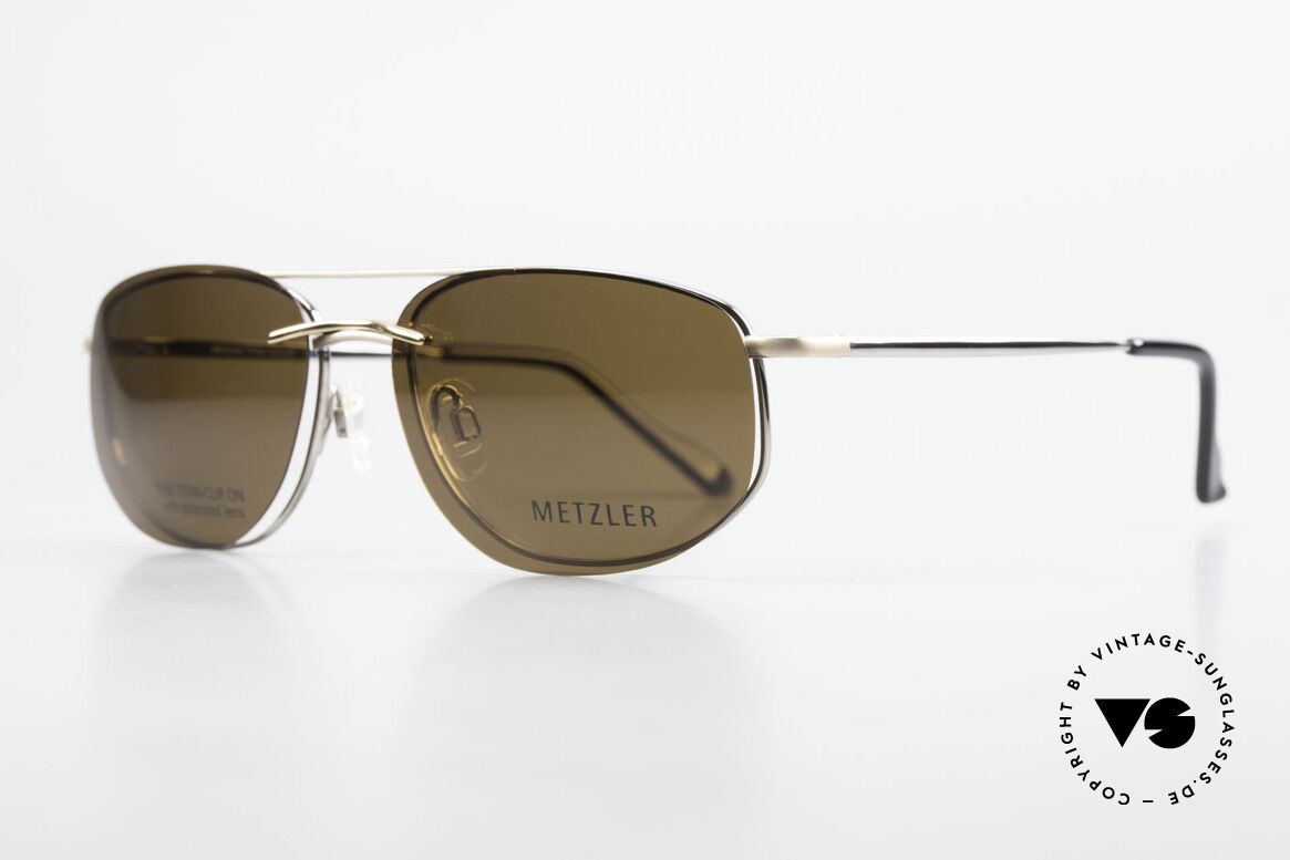 Metzler 1715 Titanbrille 90er Polarisierend, Sonnen-Clip mit POLARisierenden Gläsern (100% UV), Passend für Herren
