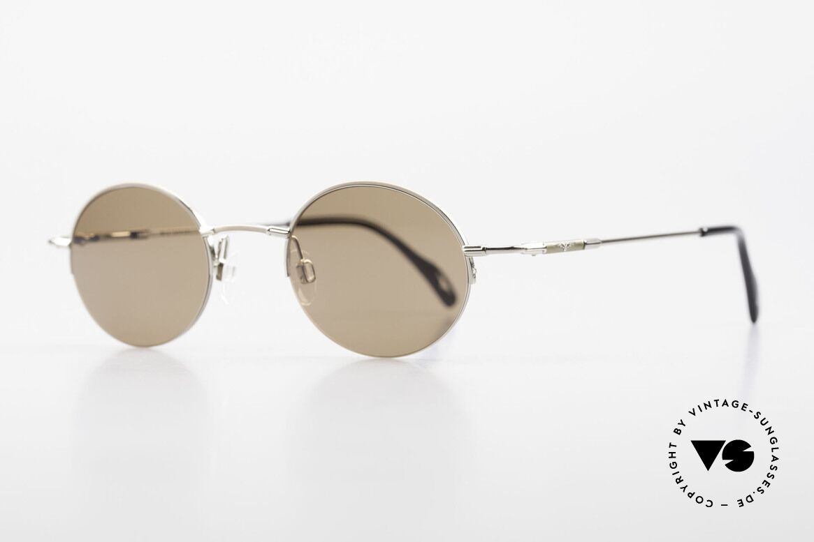 Longines 4363 Ovale Sonnenbrille 90er Rund, die geflügelte Sanduhr als Longines-Logo auf den Bügeln, Passend für Herren und Damen