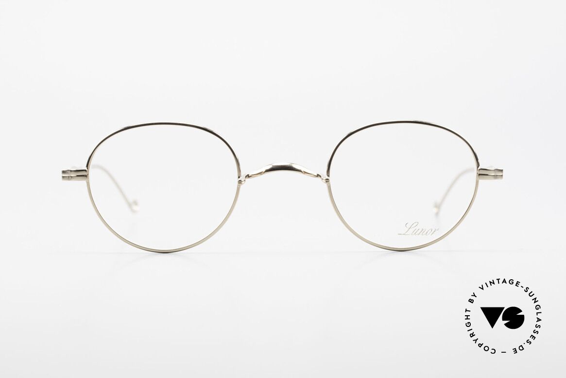 Lunor II 22 Vintage Brille Vergoldet Panto, Vollrand-Metallfassung mit hochwertigem Schutzlack, Passend für Herren und Damen