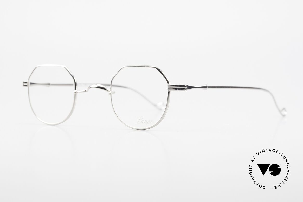 Lunor II 18 Jeremy Irons Brille Stirb Langsam, sehr interessante Brillenform in "eckig Panto", Platin, Passend für Herren und Damen