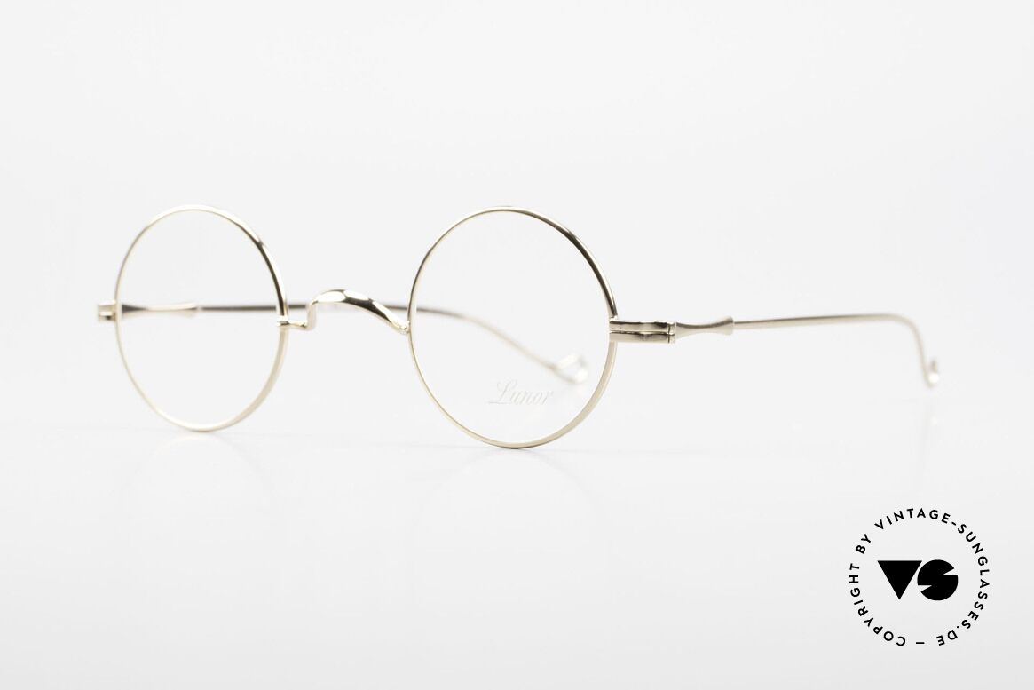 Lunor II 12 Kleine Runde Brille Gold GP, die klassischste aller Brillenformen, 22kt Vergoldet!, Passend für Herren und Damen
