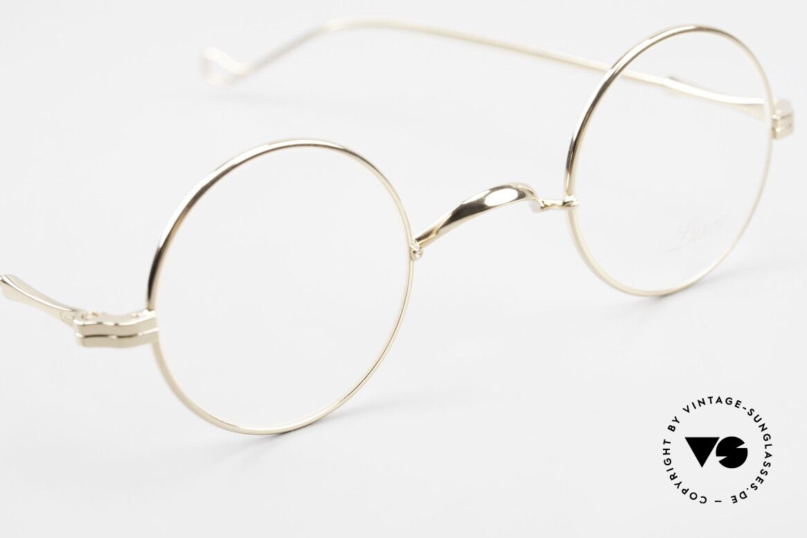 Lunor II 12 Kleine Runde Brille Gold GP, altes, ungetragenes LUNOR Original der späten 90er, Passend für Herren und Damen