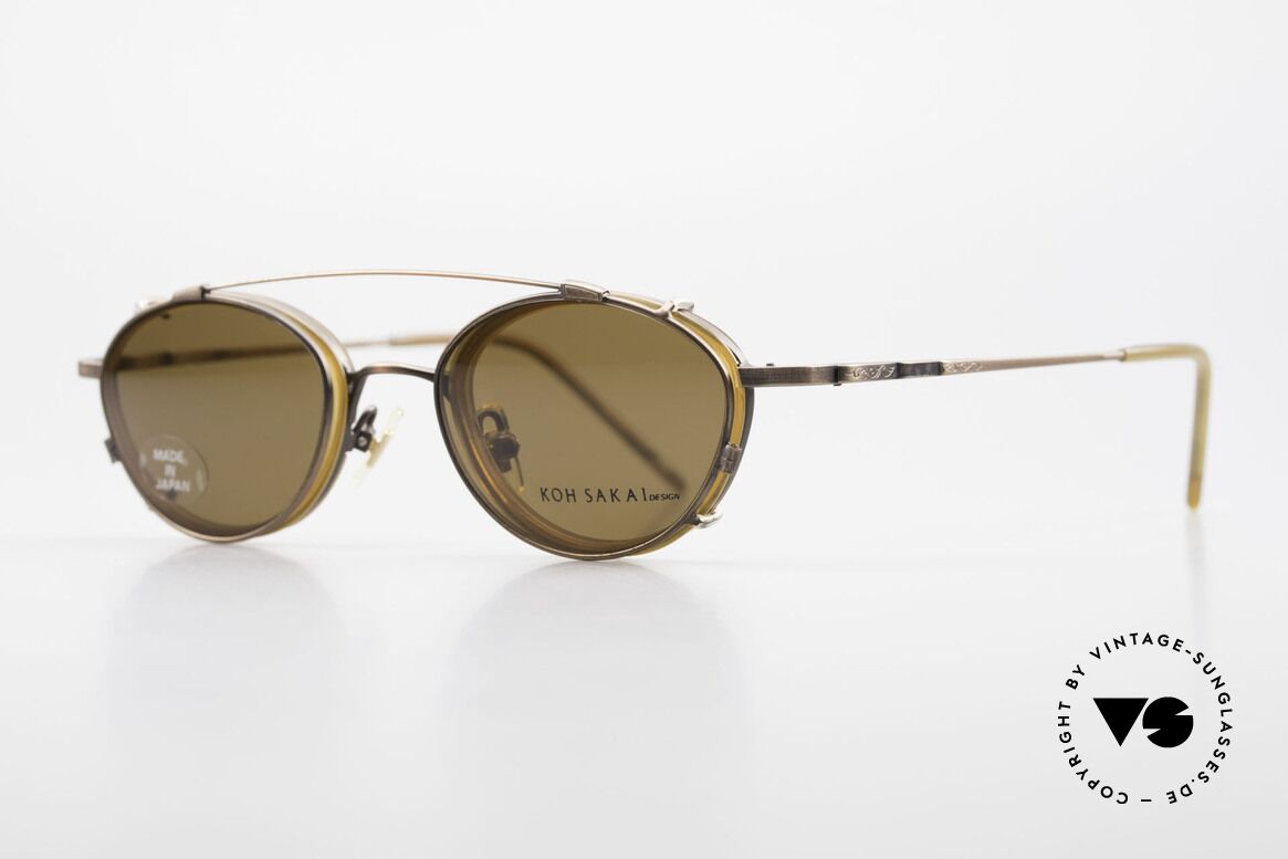 Koh Sakai KS9832 Vintage Brille Mit SonnenClip, 1997 in Los Angeles designed & in Sabae (JP) produziert, Passend für Herren und Damen