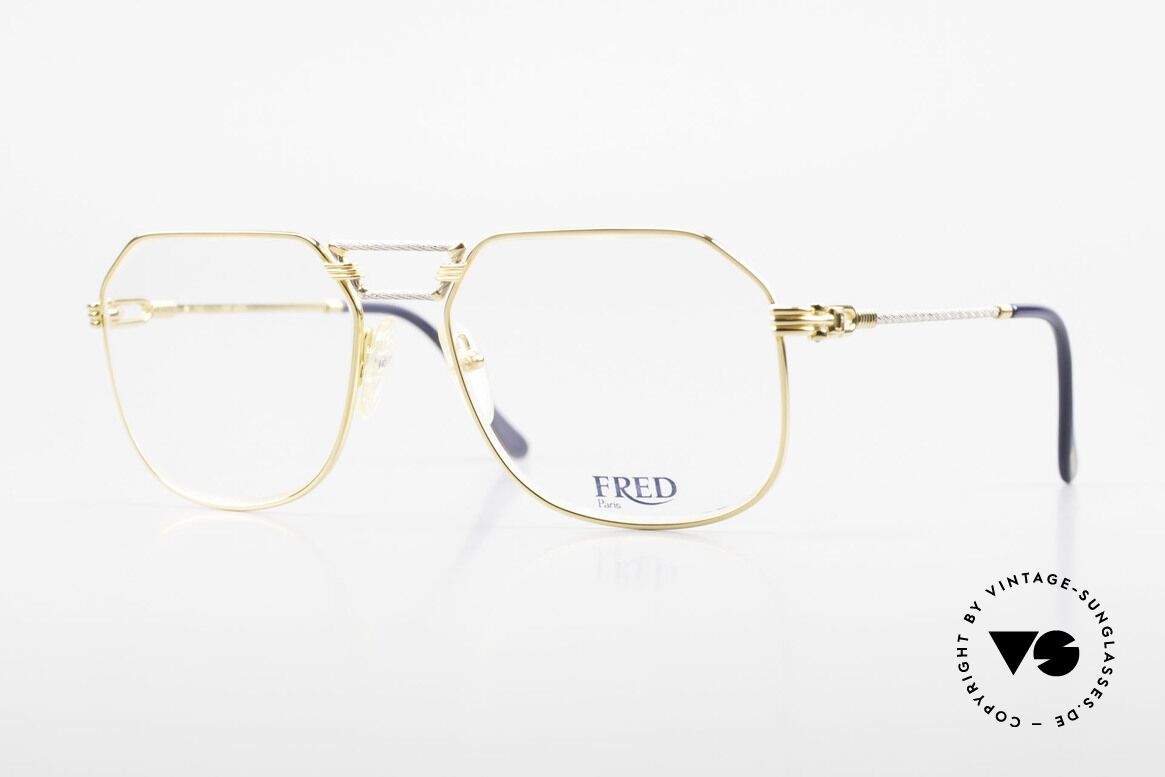 Fred Cap Horn - L Rare Vintage Brille 80er Luxus, kostbare 80er Jahre Fred Luxusbrille in L Größe 58-18, Passend für Herren