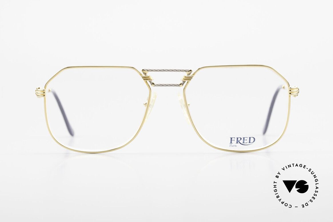 Fred Cap Horn - L Rare Vintage Brille 80er Luxus, kostbare 80er Jahre Fred Luxusbrille in L Größe 58-18, Passend für Herren