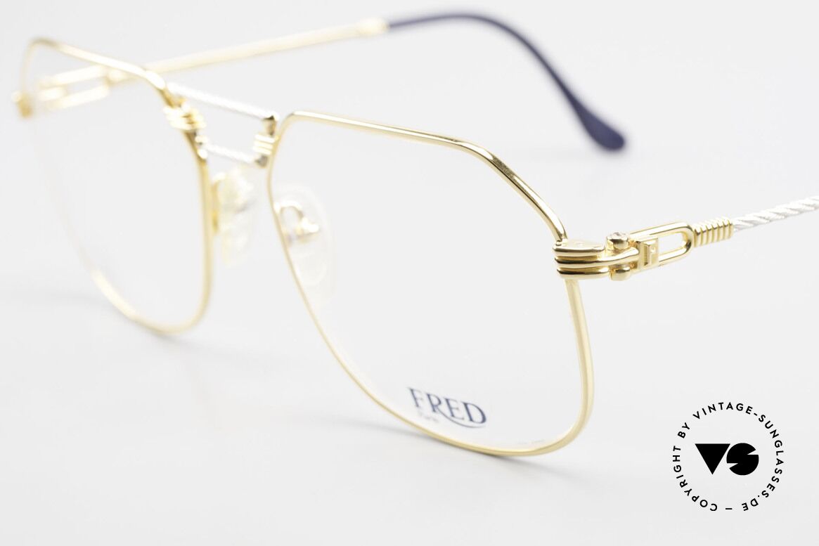 Fred Cap Horn - L Rare Vintage Brille 80er Luxus, Bügel und Brücke sind gedreht wie ein Segeltau; Unikat, Passend für Herren
