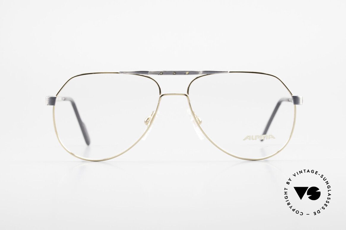 Alpina M1F770 Vintage Brille Pilotenstil 90er, 90er Aviator-Brille, gebürstetes Metall und Gold, Passend für Herren