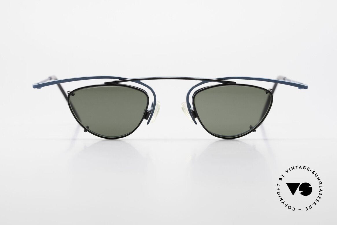 Theo Belgium Rhum Designerbrille Mit Sonnen-Clip, interessante vintage Designer-Brille von Theo Belgium, Passend für Herren und Damen