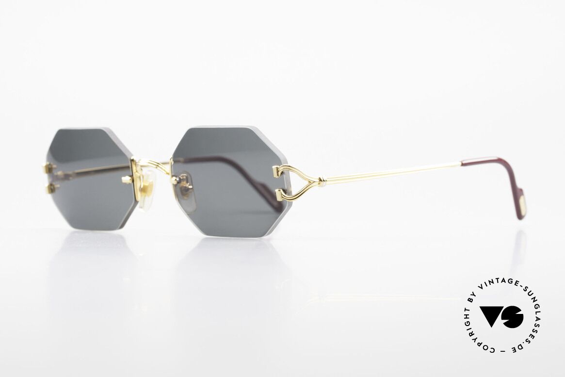 Cartier Rimless Octag Achteckige Sonnenbrille Small, teures ORIGINAL; eher eine SMALL Größe (128mm), Passend für Herren und Damen