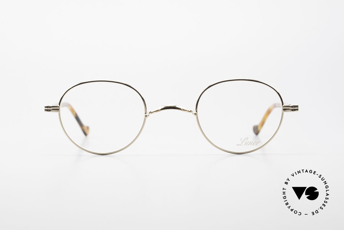 Lunor II A 22 Runde Vintage Brille Vergoldet, Lunor Brille der II-A Serie: Metall und Acetatbügel, Passend für Herren und Damen