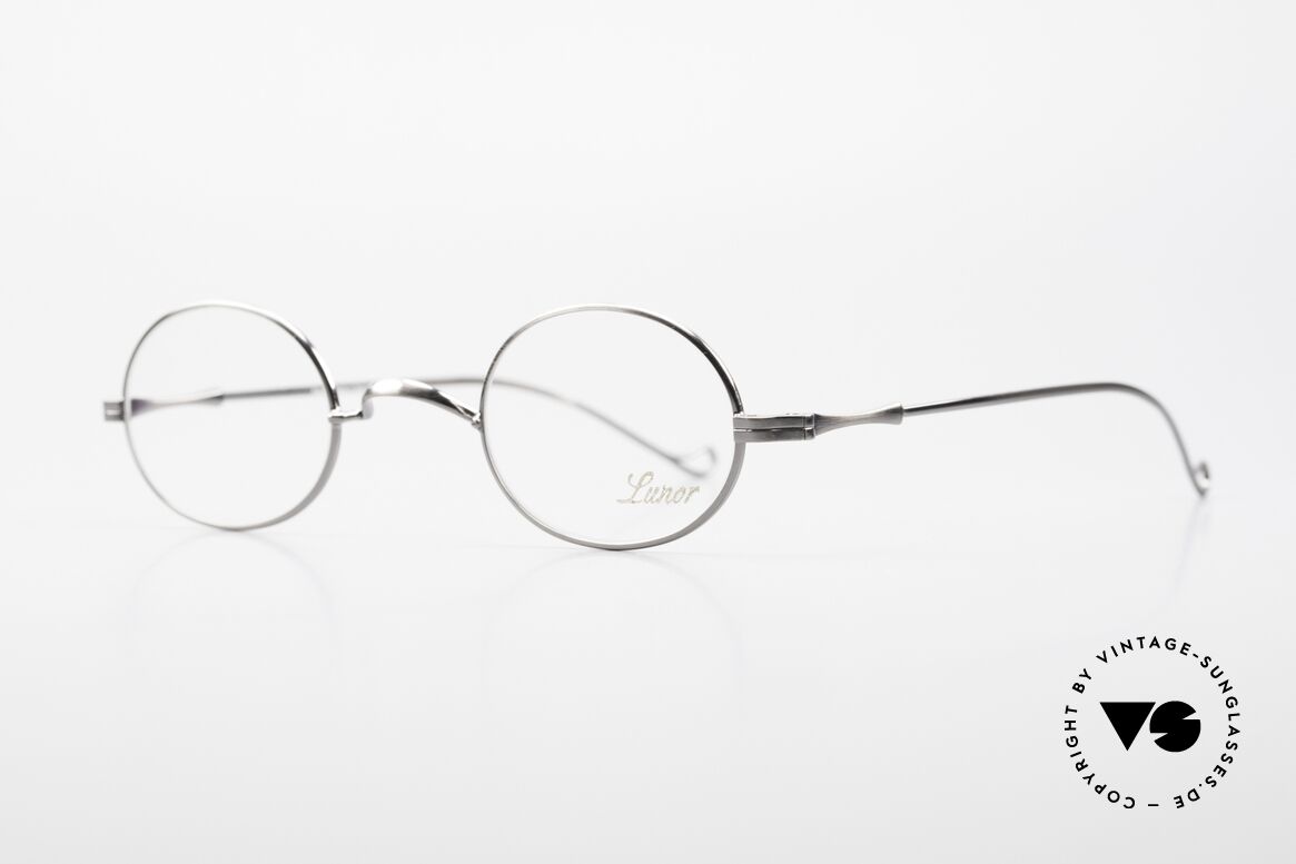 Lunor II 10 Ovale Metallbrille Antik Silber, kleine Brille in Gr. 43/26; für große Stärken geeignet, Passend für Herren und Damen