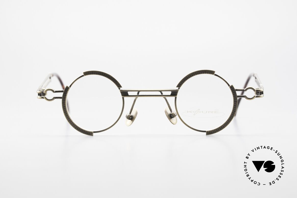 Koure KR8103 90er Brille Steampunk Rund, KOURE Brille 8103, Gr. 34/30, von 1994, Steampunk Stil, Passend für Herren und Damen