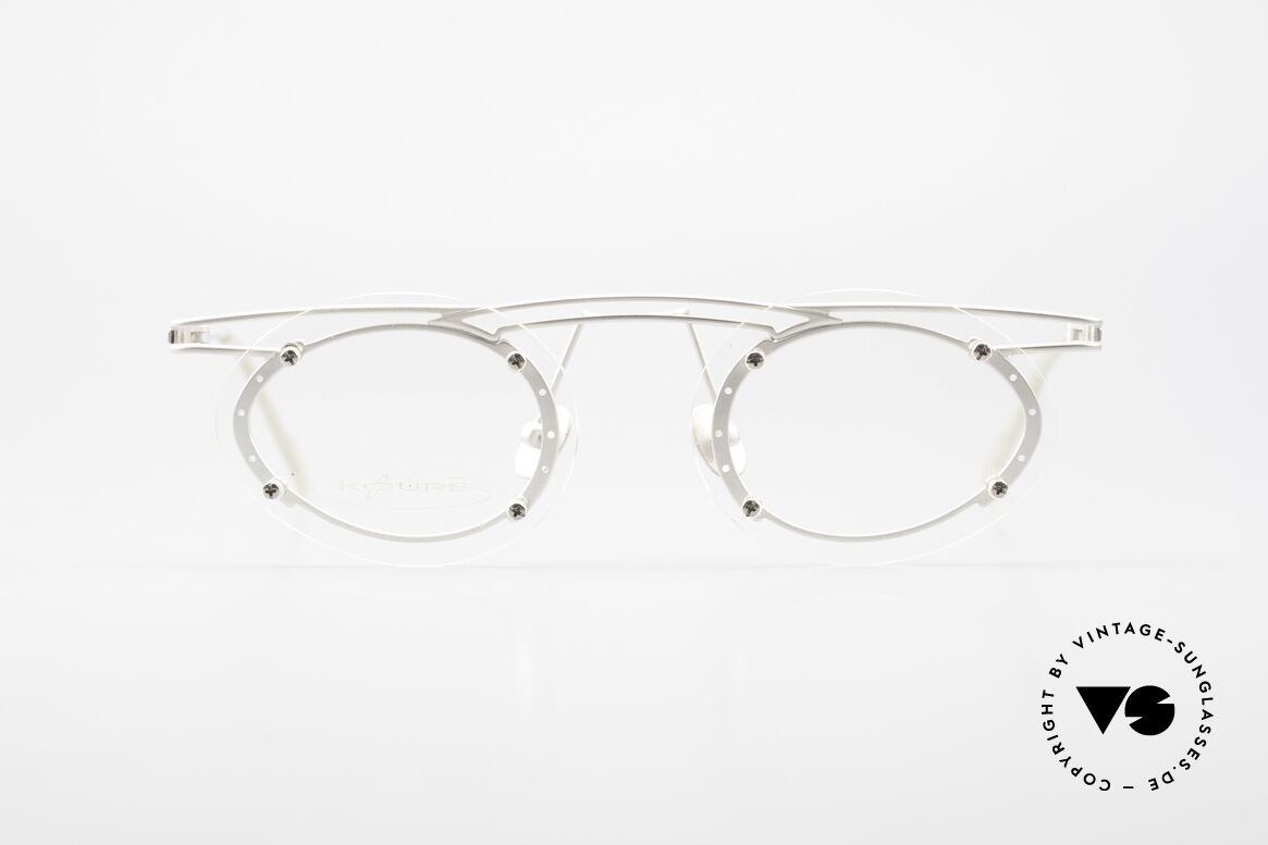 Koure KR8013 Designerbrille Ellipsenform, KOURE Brille 8013, Gr. 52/17, von 1994, Steampunk Stil, Passend für Herren und Damen