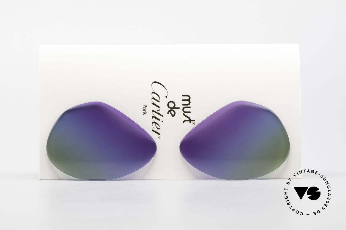Cartier Vendome Lenses - L Polarlicht Violett Tricolor, Ersatzgläser für die alte Cartier Vendome LARGE 62mm, Passend für Herren und Damen
