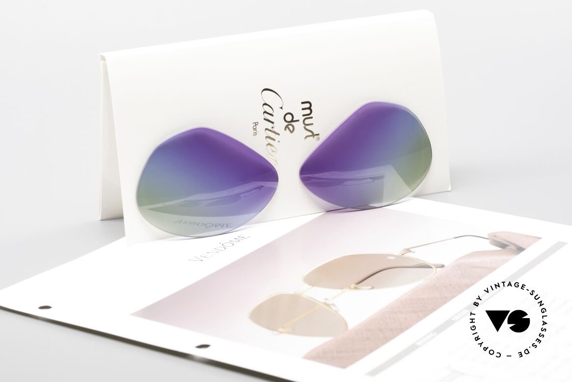 Cartier Vendome Lenses - L Polarlicht Violett Tricolor, dreifarbiger Farbverlauf (wie "Violette Polarlichter"), Passend für Herren und Damen