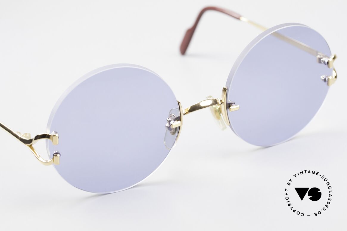 Cartier Madison Runde Luxus Sonnenbrille 90er, neue CR39 UV400 Gläser in einem Marine-Blau, Passend für Herren und Damen