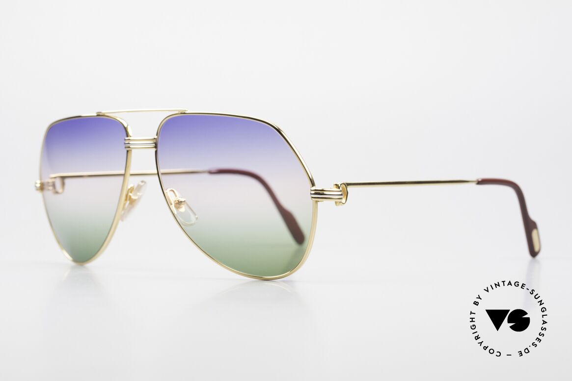 Cartier Vendome LC - L Rare Luxus Sonnenbrille 80er, hier Louis Cartier Dekor in LARGE Größe 62-14, 140, Passend für Herren