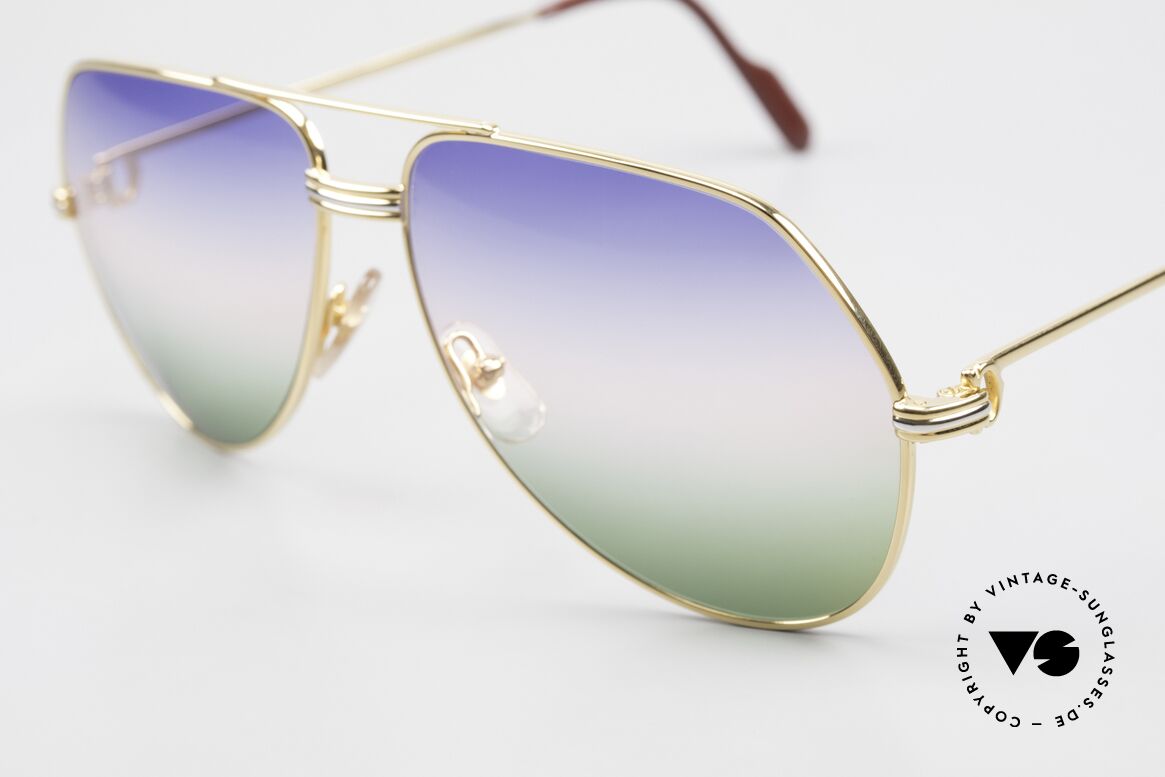Cartier Vendome LC - L Rare Luxus Sonnenbrille 80er, ultra rare, neue 'TRICOLOR customized' Verlaufsgläser, Passend für Herren