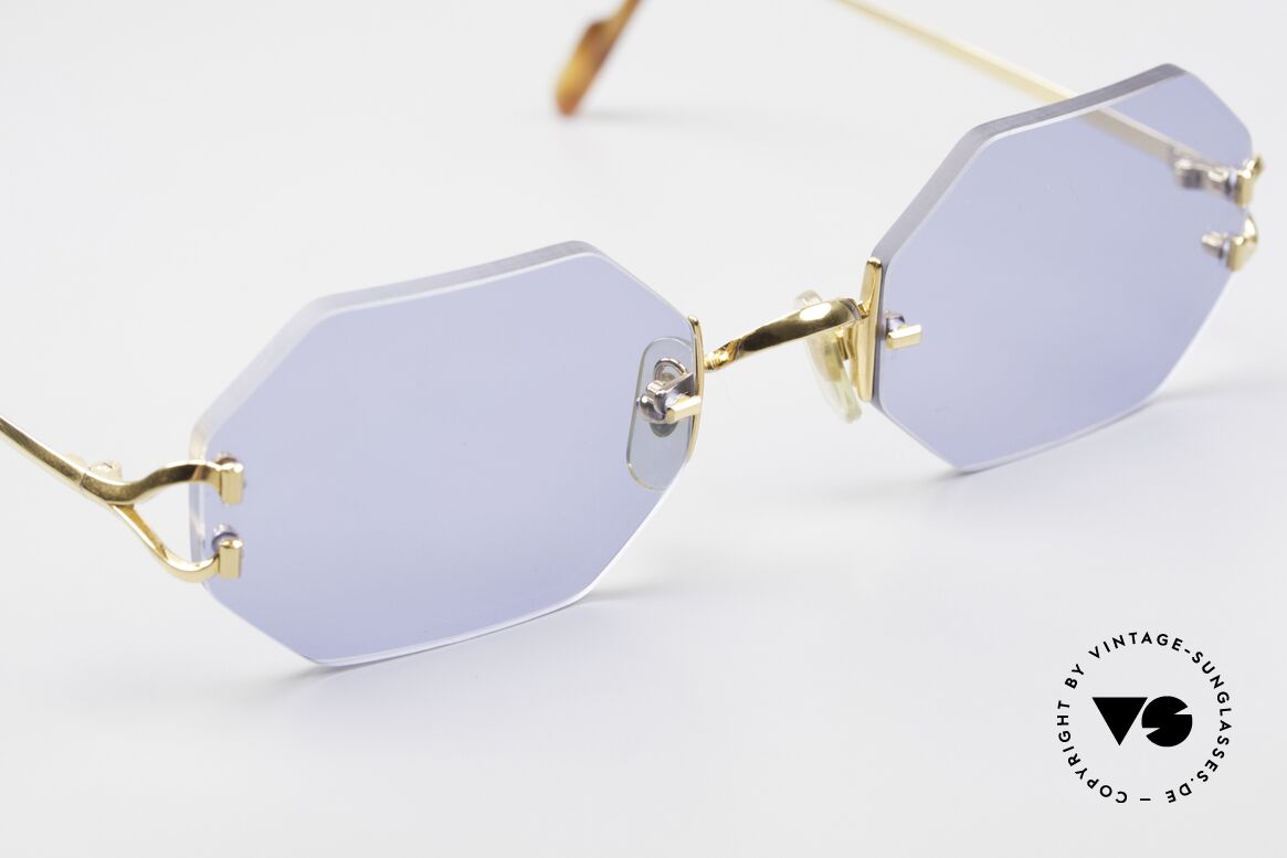 Cartier Rimless Octag Luxus Sonnenbrille Einzelstück, neue CR39 Gläser in blau-solid; für 100% UV Schutz, Passend für Herren und Damen