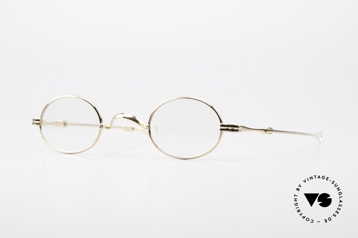 Lunor I 04 Telescopic XS Brille Oval Teleskop Gold, sehr kleine ovale LUNOR Brille mit Schiebebügeln, Passend für Herren und Damen