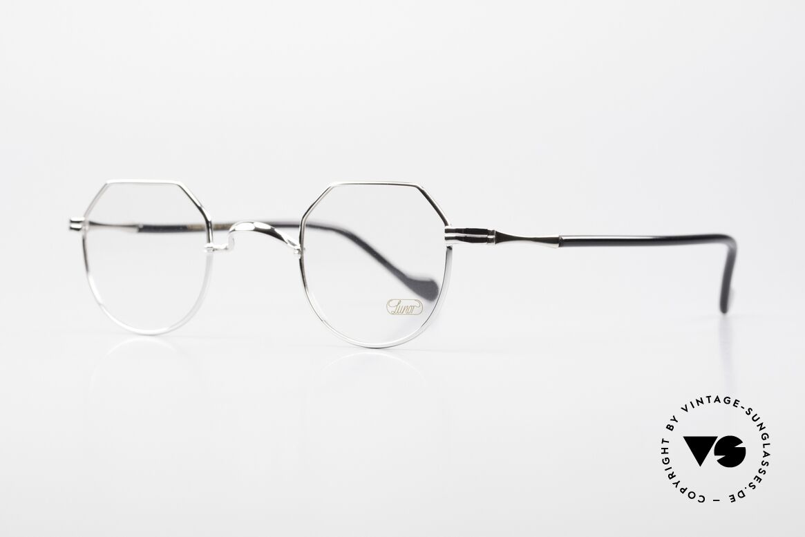 Lunor II A 18 Eckige Panto Brille Platin, sehr seltenes Modell "18" (eckiges PANTO-Design), Passend für Herren und Damen